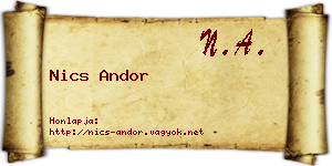 Nics Andor névjegykártya