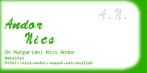 andor nics business card